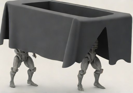 a toy figure carrying a table