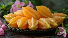 a plate of star fruit