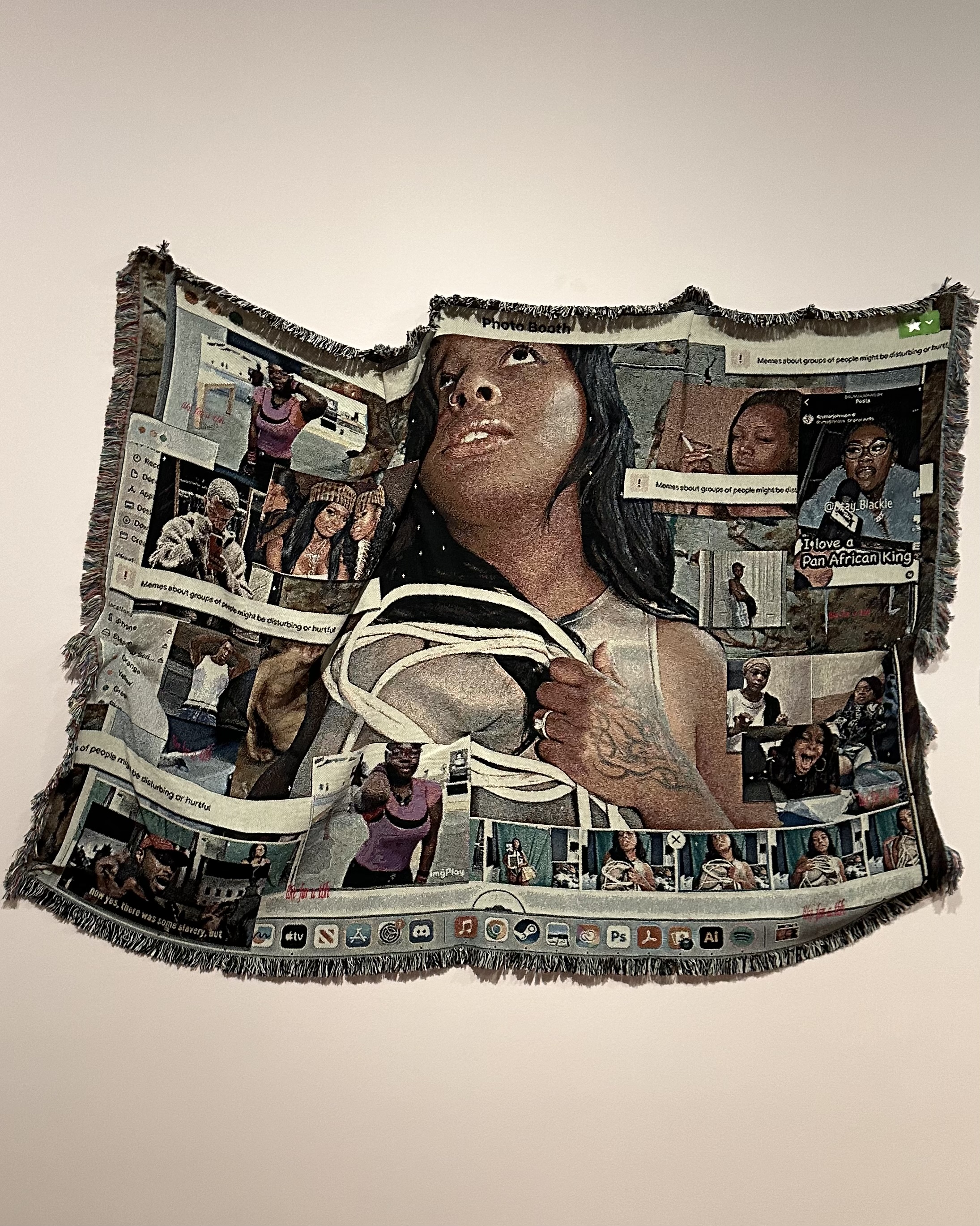 a blanket with a woman on it