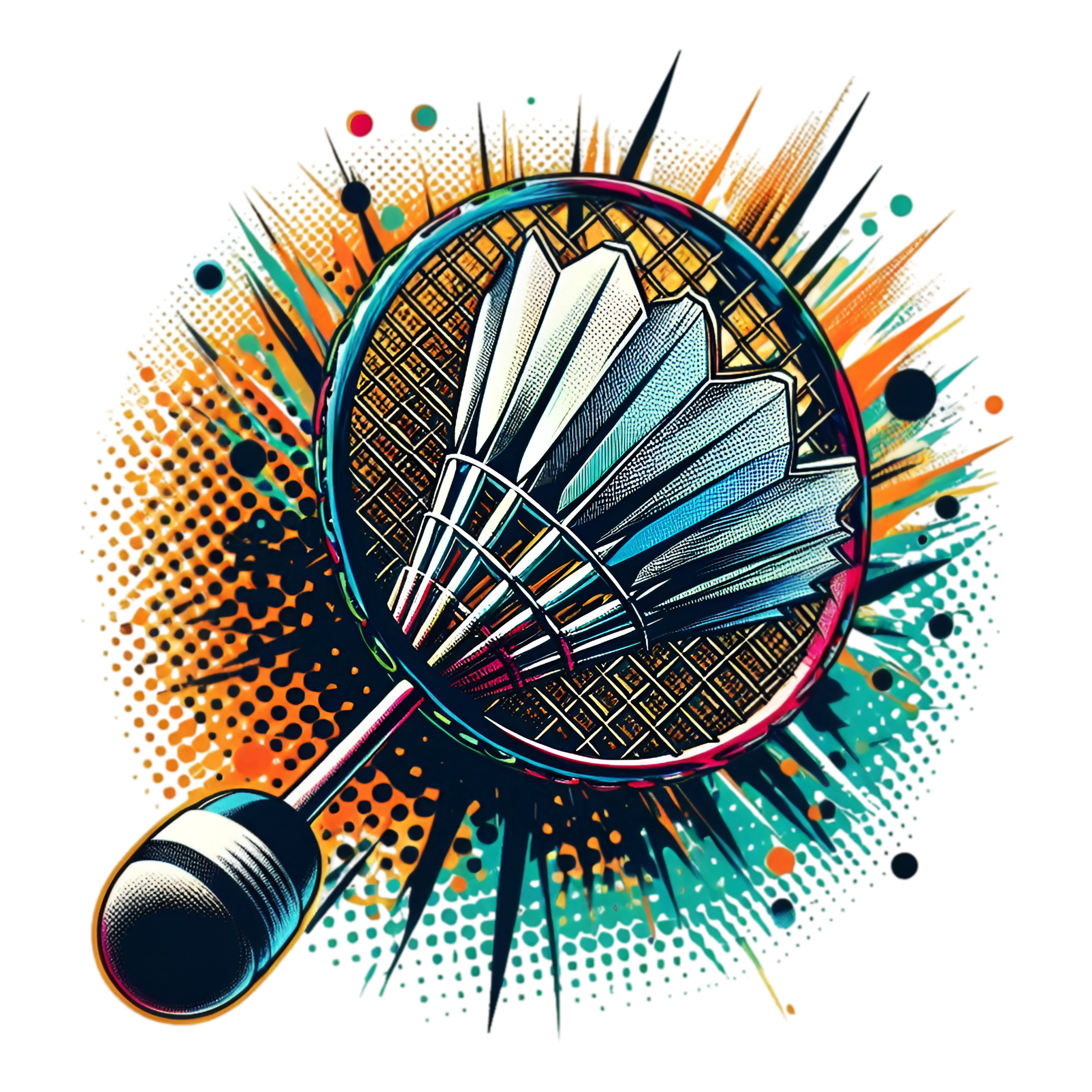 a badminton racket with a shuttlecock