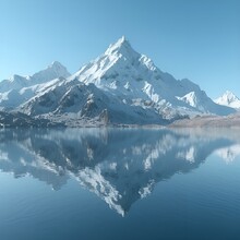 a mountain with a reflection of the water