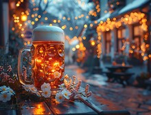 a mug of beer on a table