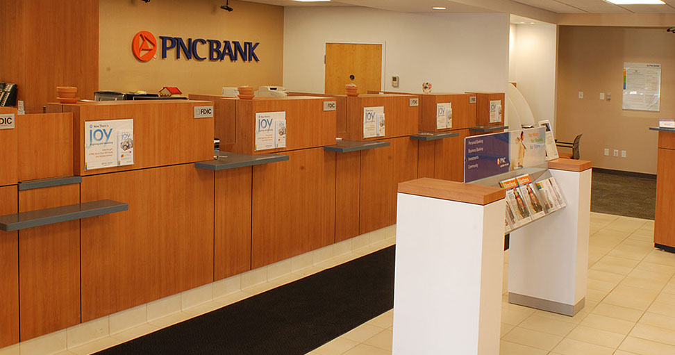 a row of wooden boxes in a bank