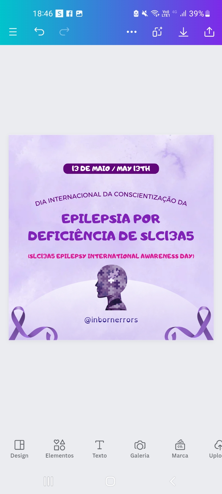 a purple poster with a head and purple ribbons