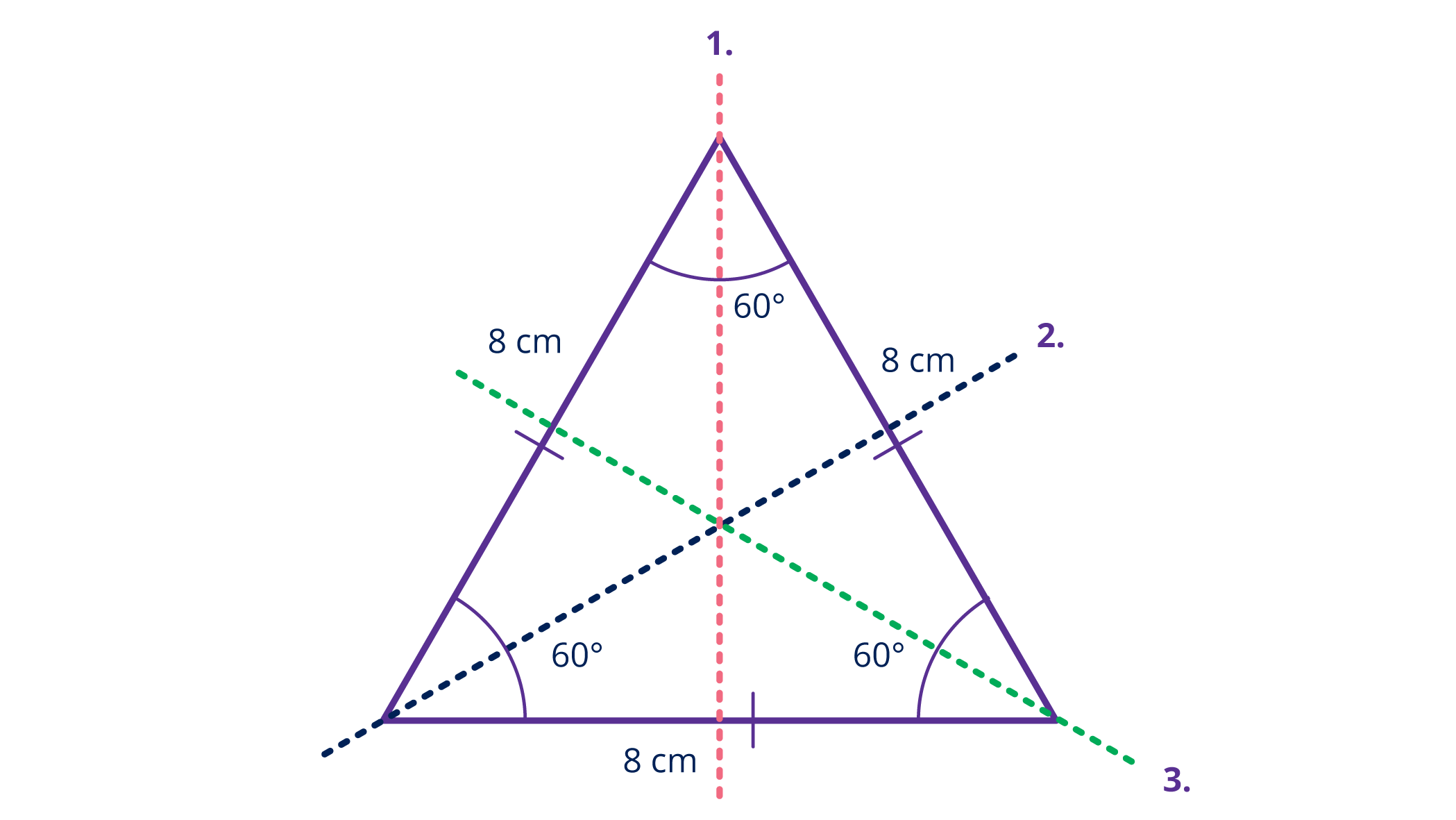 a triangle with lines and numbers