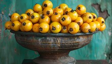 a bowl of yellow fruits