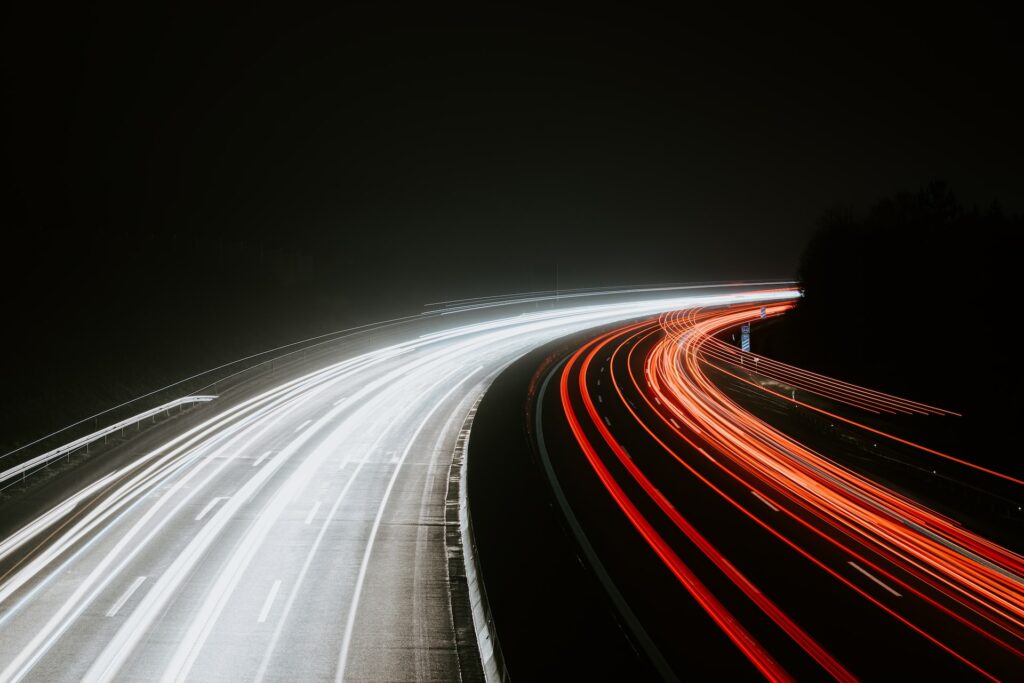 a light trails on a road