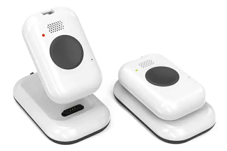 a pair of white electronic devices