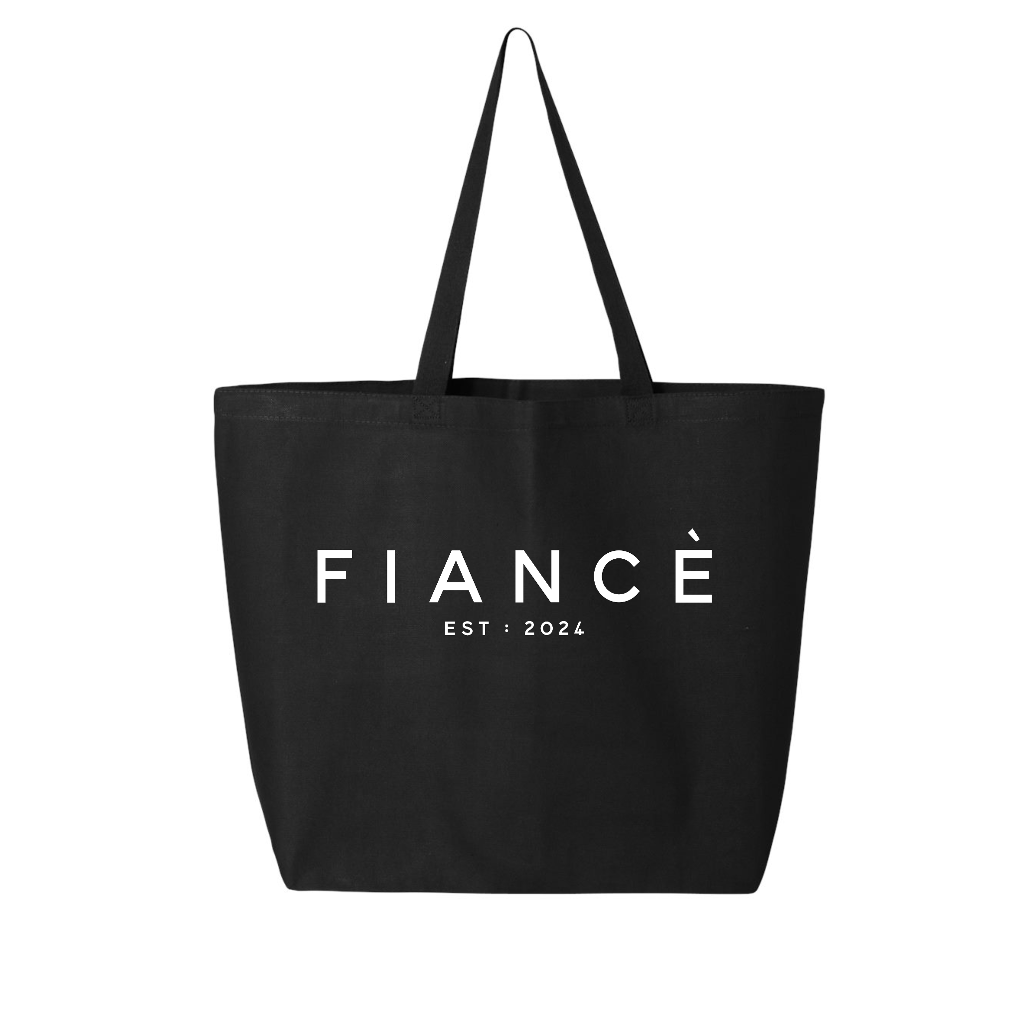 a black bag with white text