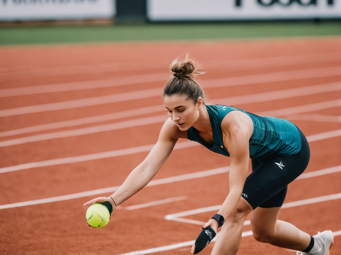 a woman on a track holding a ball