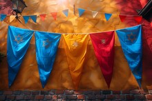 a group of flags on a string