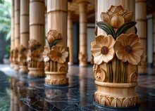 a row of carved pillars