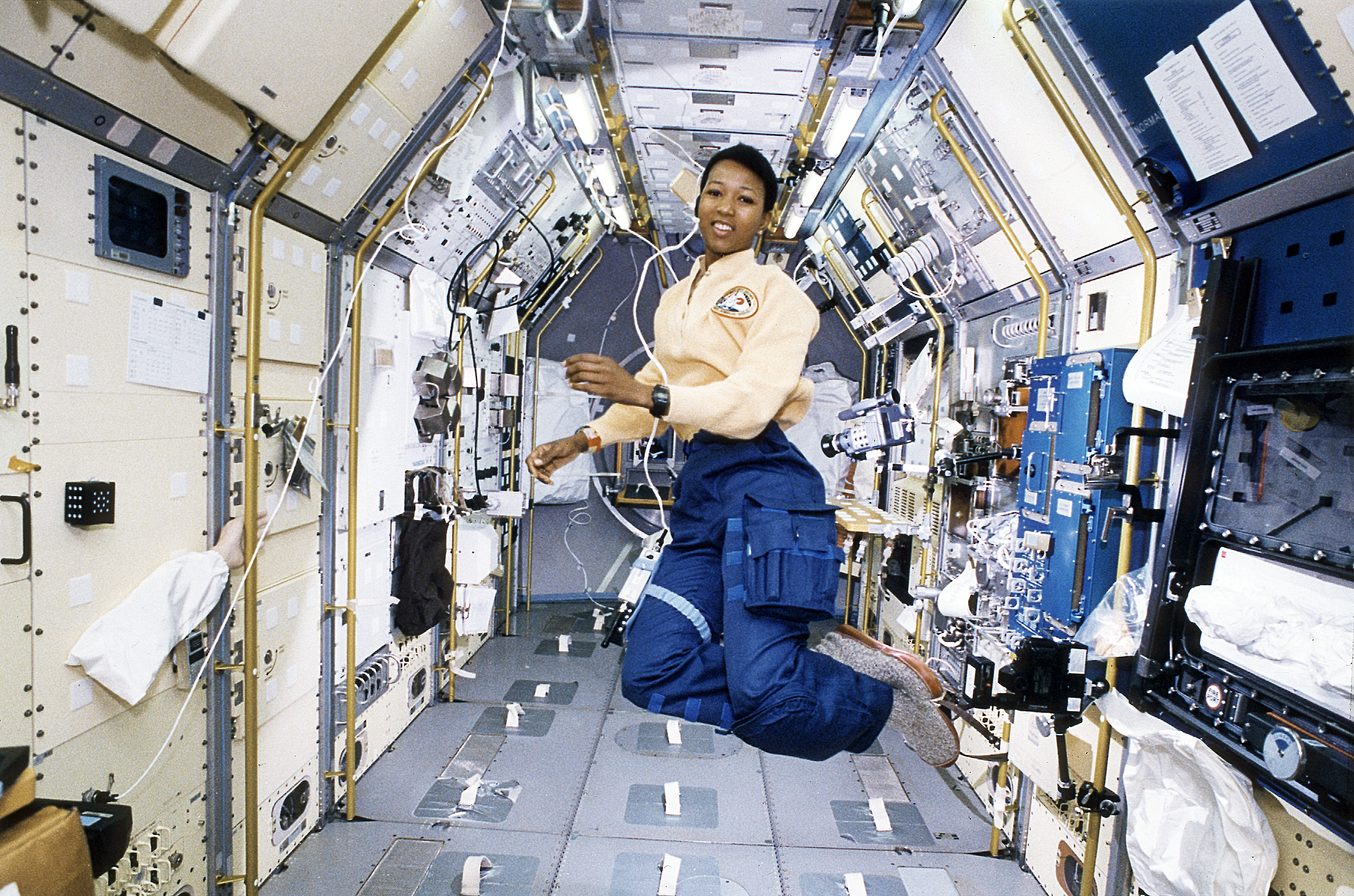 a woman in a space shuttle