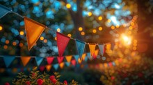 a string of flags and lights