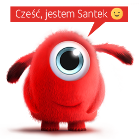 a red furry toy with a big eye