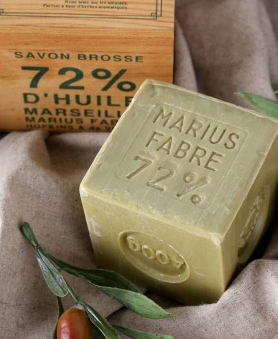 a block of soap with text on it