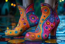 a pair of colorful boots