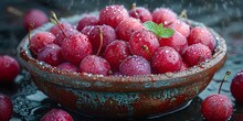 a bowl of red grapes