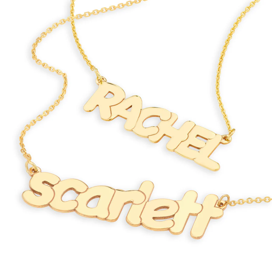 a gold necklace with name on it
