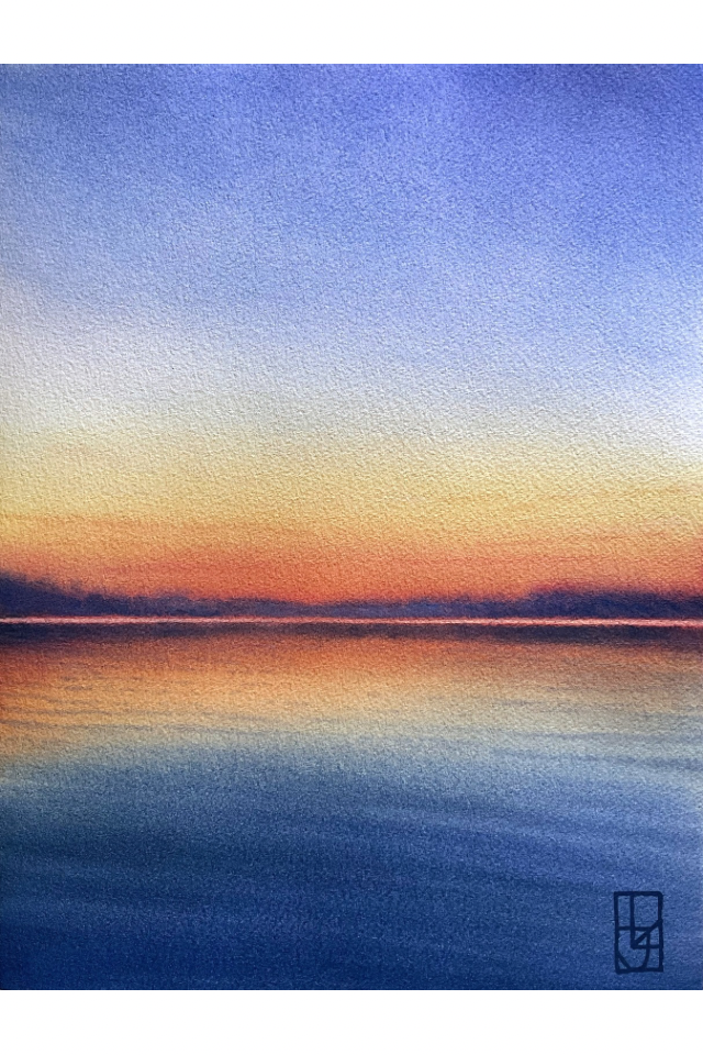 a watercolor of a sunset