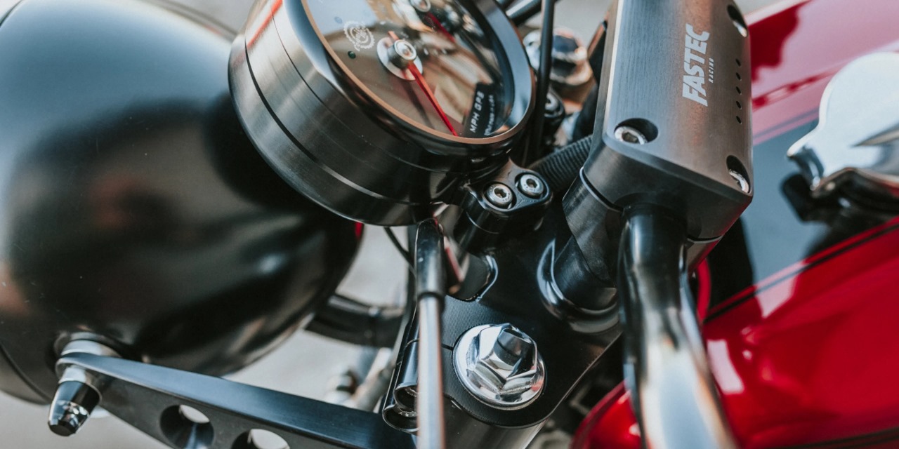 a close up of a motorcycle