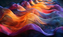 a colorful wavy fabric on a black surface