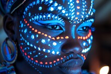 a woman with glowing face paint