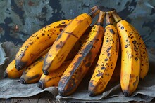 a bunch of bananas on a cloth