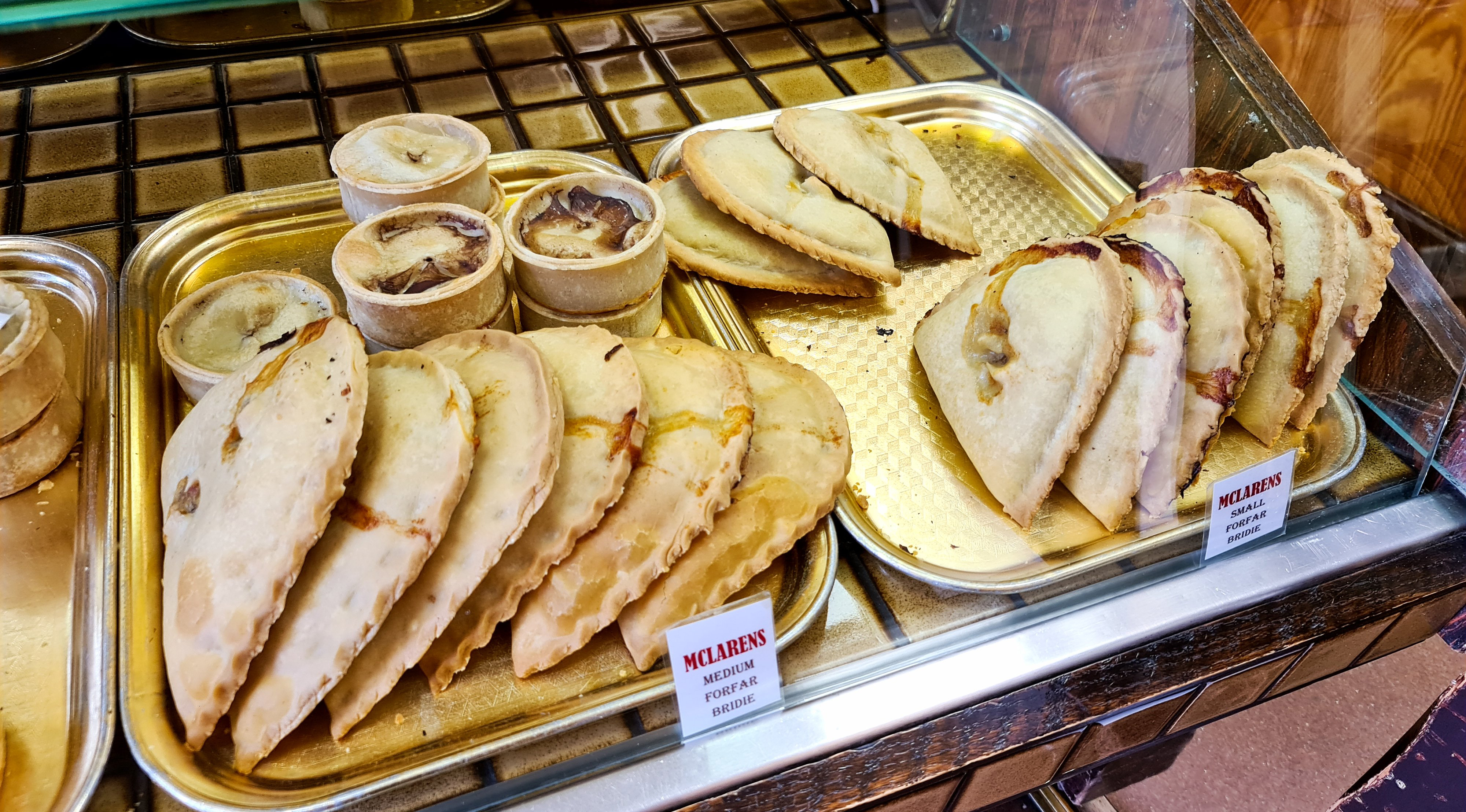 a tray of pastries on a counter