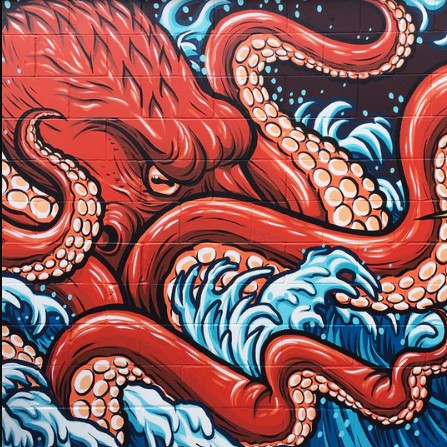 a mural of an octopus