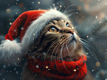 a cat wearing a santa hat