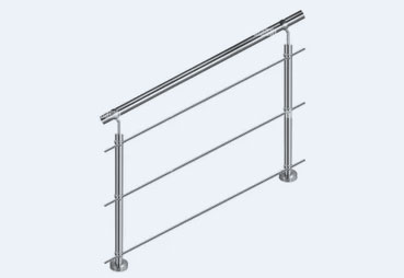 a metal railing with a handrail