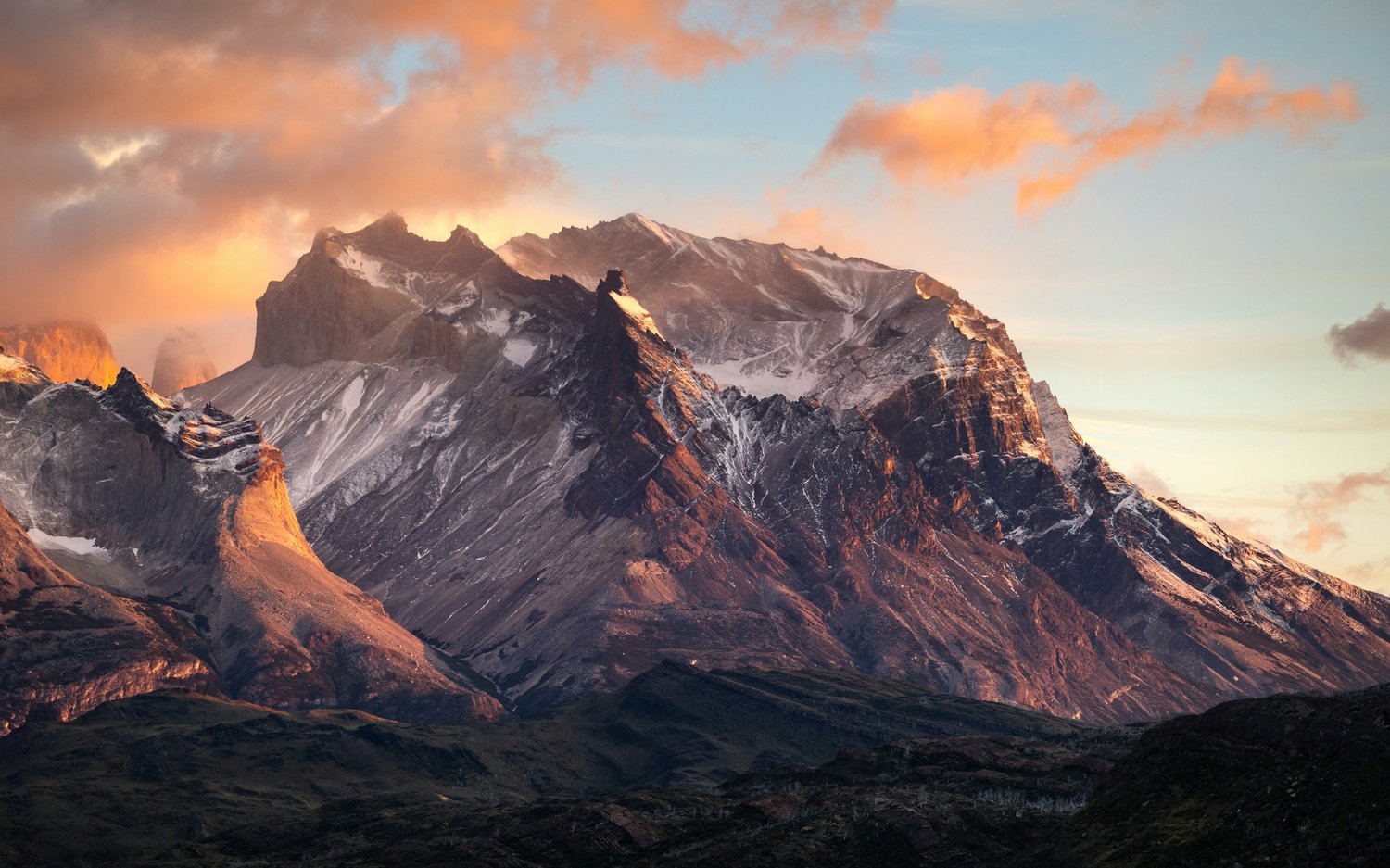 a mountain with snow on it