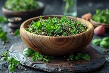 a bowl of green leaves