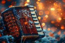 an accordion in the snow