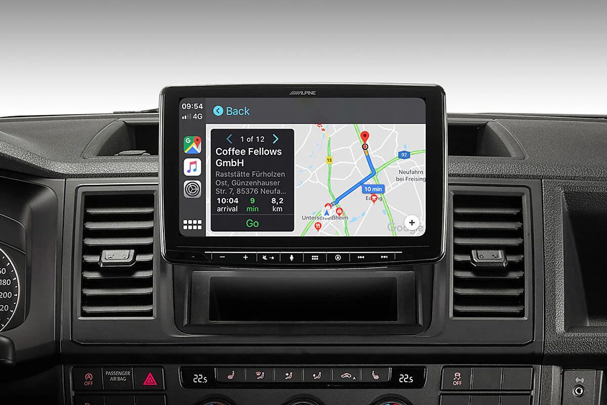 a car dashboard with a gps navigation system