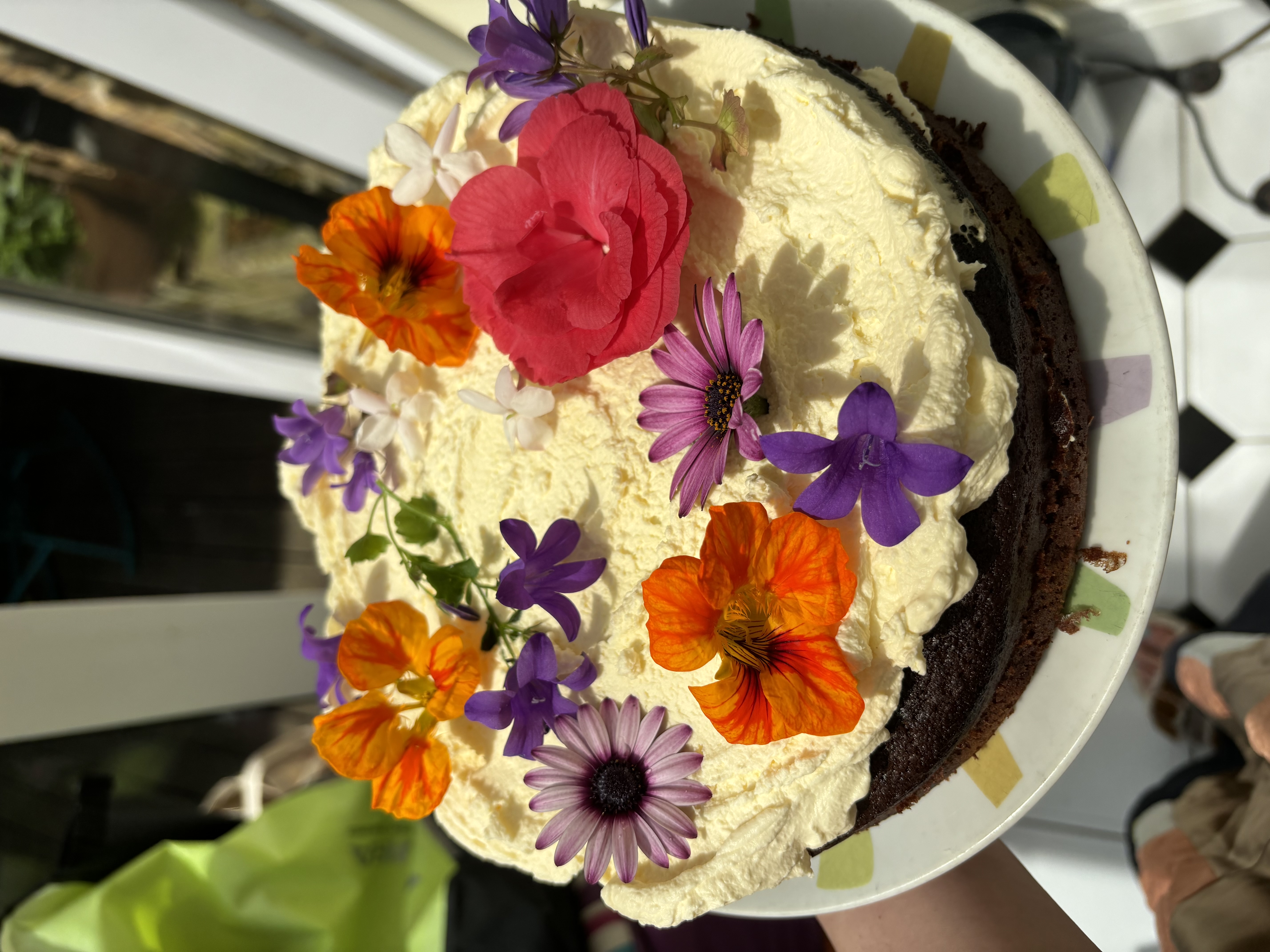 a cake with flowers on it
