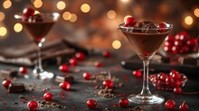 a chocolate drink in a martini glass