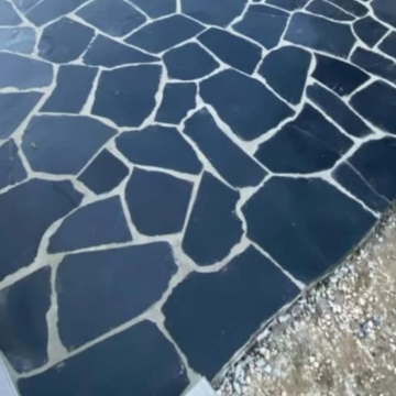 a black and white stone floor