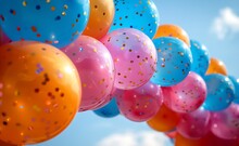 a group of balloons in the sky