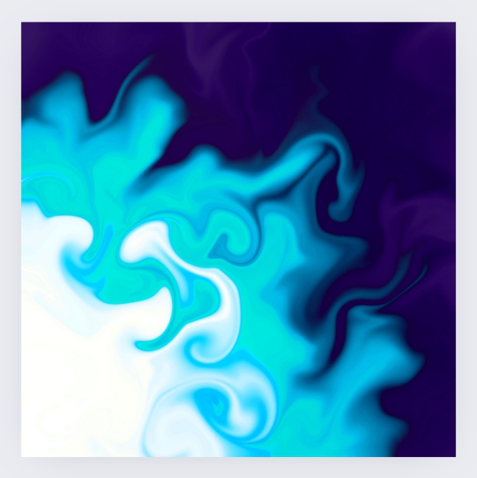 a blue and white swirls on a black background