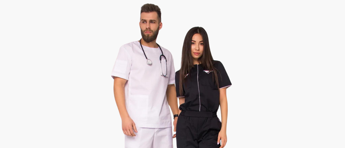 a man and woman in scrubs