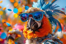 a parrot wearing sunglasses