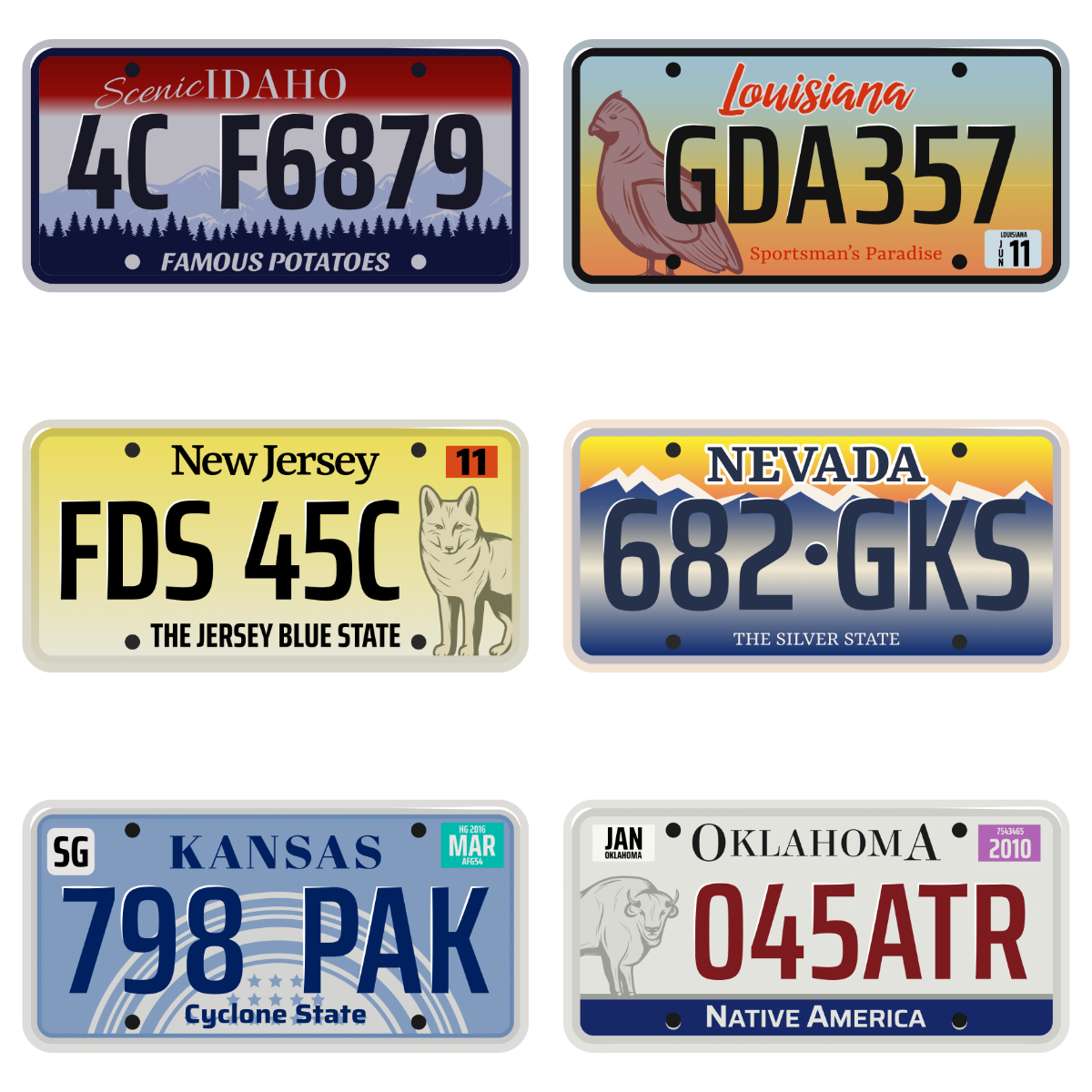 a group of license plates