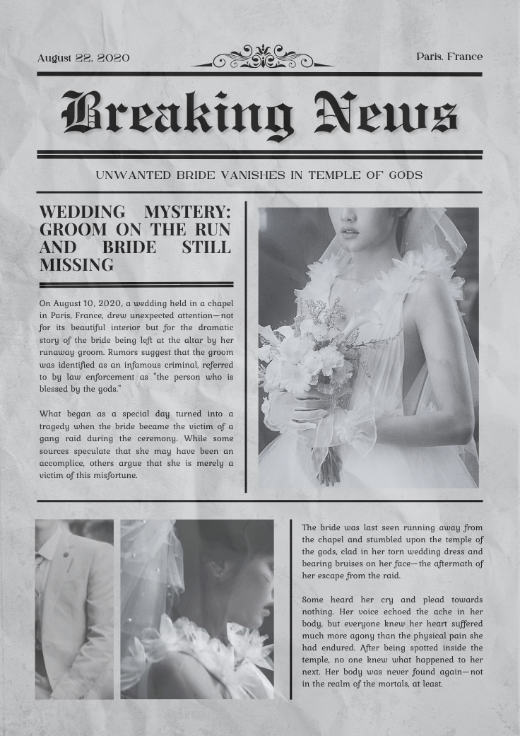 a newspaper with a woman in a wedding dress