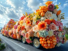 a car decorated with flowers