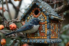 a bird on a birdhouse