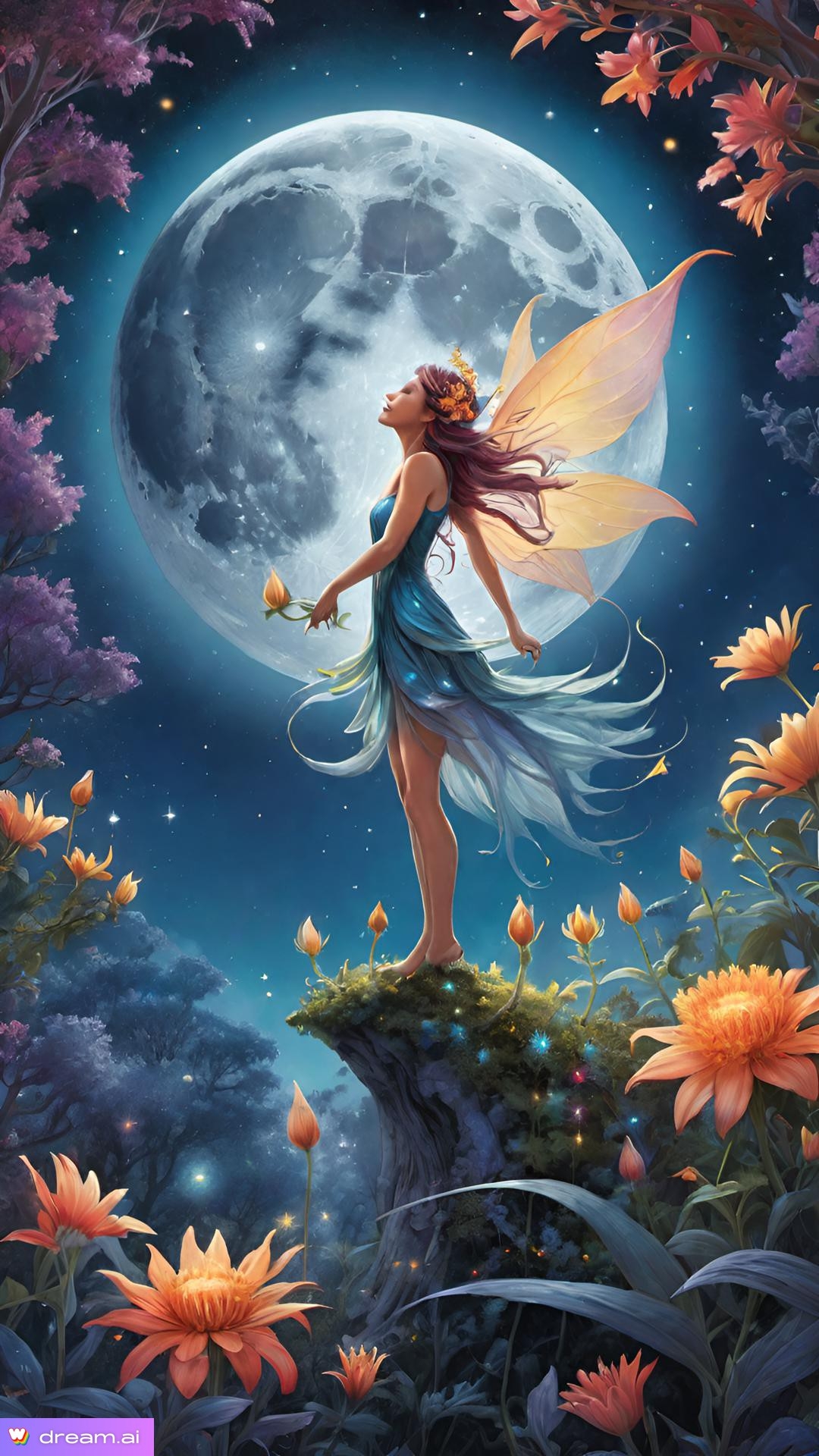 a fairy with wings and flowers