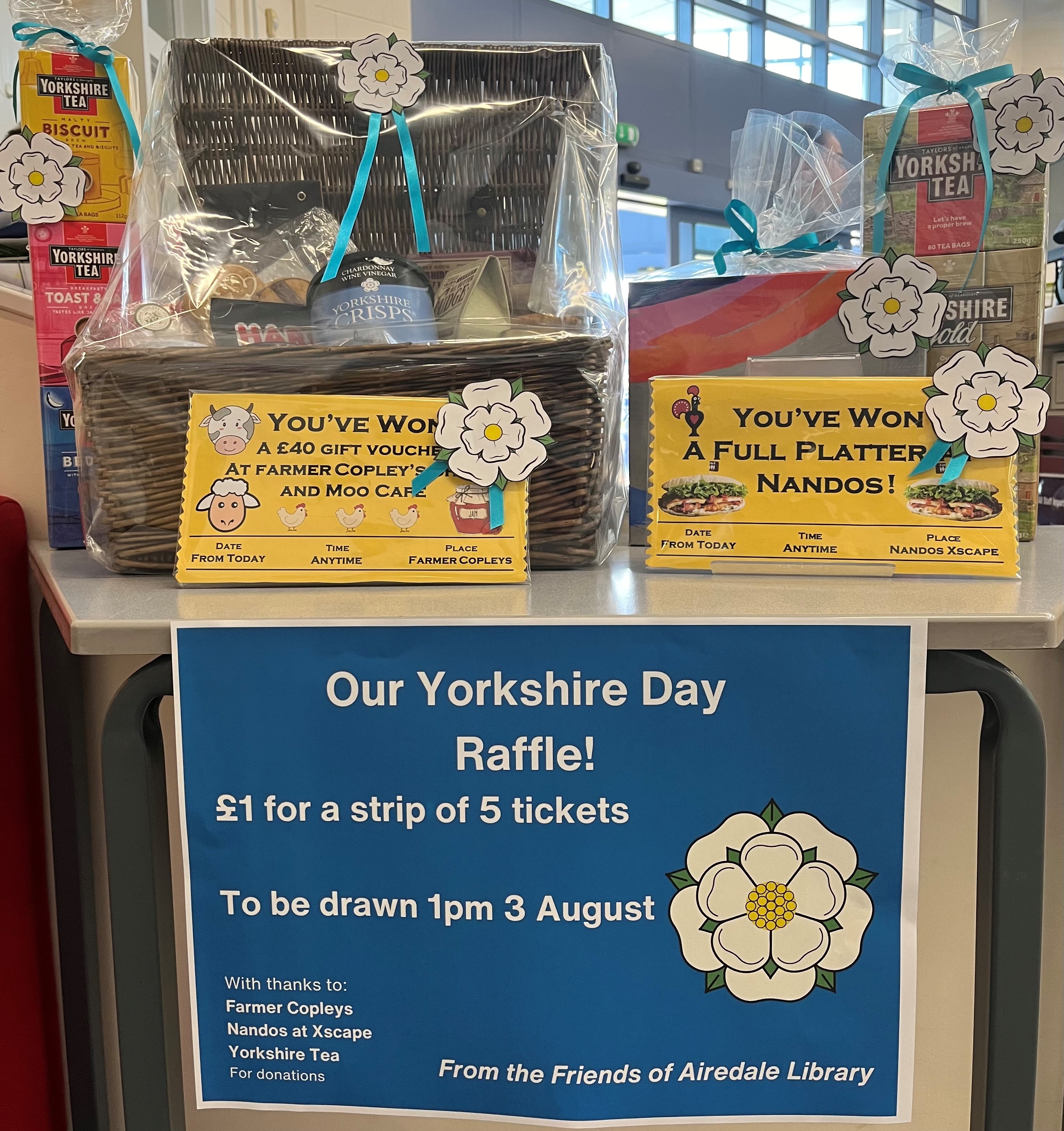 a basket and sign on a table