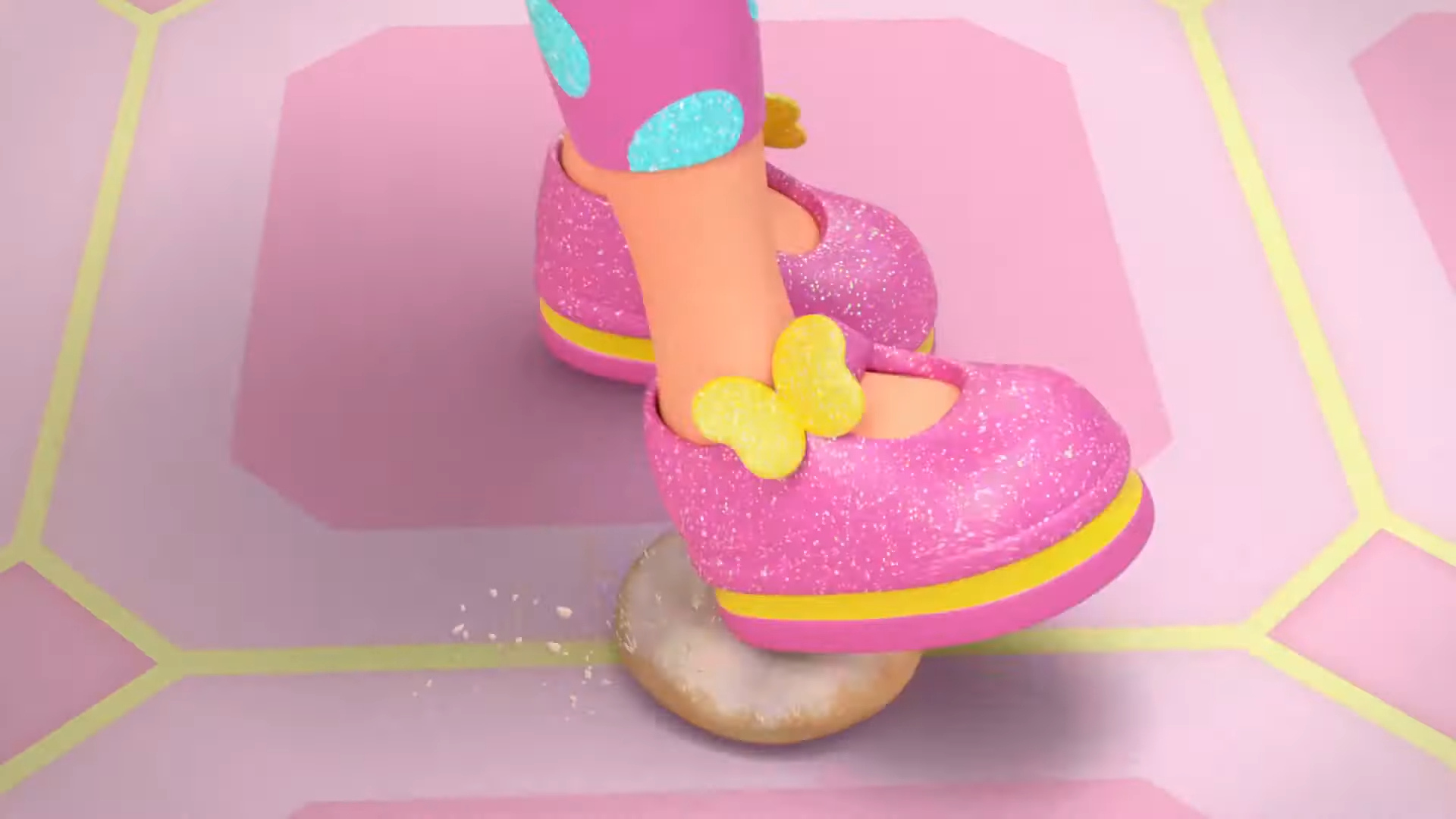 a cartoon character feet wearing pink shoes